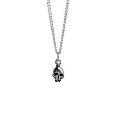 The Tiny Skull Necklace. Tiny skull charm cast in 100% recycled 925 sterling silver, paired with a recycled sterling silver chain. Model is wearing 18" tiny skull necklace. Cowboy Vampire, Skull Jewelry Women, Skull Gifts, Music Mood, Jane Birkin, Skull Jewelry, Skull Necklace, Christmas 2023, Gift List