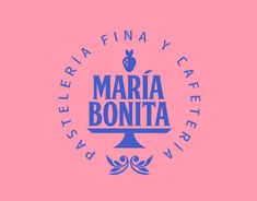 the logo for marina bonita is shown in blue on a pink background with white lettering