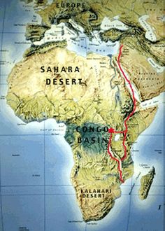 a map of africa showing the route to sahara desert