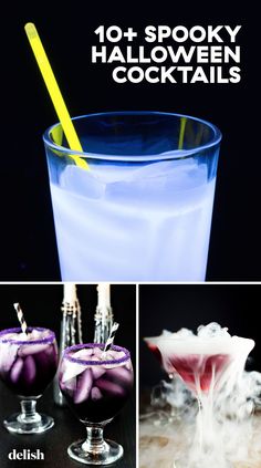 halloween cocktails with text overlay that reads, 10 spooky halloween cocktails