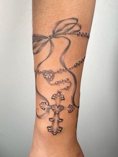 #tatttoo #bows #rosary #coquette #chicana #fineline #coachellavalley #palmsprings Rosary Coquette, Rosary Tattoo For Women Arm, Chicana Tattoo Design, Chicana Tattoos, Bows Tattoo, Cute Girly Tattoos, Rosary Tattoo Wrist, Madonna Tattoo, Devotion Tattoo