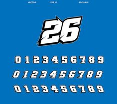 the numbers and symbols for the race car are shown in this font file, as well as