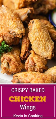 crispy baked chicken wings served on a white plate