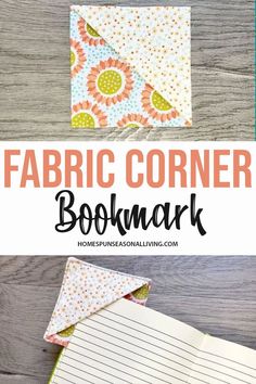 fabric corner bookmark with the title overlay