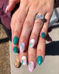 Purple Retro Nails, Zach Bryan Nails, Pink Western Nails, Summer Western Nails, Cowgirl Nails, Cactus Nails, California Nails, Country Acrylic Nails