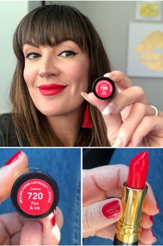 It’s one of the most popular red lipstick shades of all time- it’s been around since 1952. Revlon Fire And Ice Lipstick, Ice Lipstick, Revlon Fire And Ice, Mocha Lipstick, Iconic Red Lipstick, Cherry Lipstick, Classic Makeup Looks, Makeup History, Red Lipstick Shades