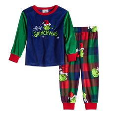 With whimsy and charm, these Jammies For Your Families pajamas are a treat. They'll make your Christmas crew smile from their heads to their feet!With whimsy and charm, these Jammies For Your Families pajamas are a treat. They'll make your Christmas crew smile from their heads to their feet!FEATURES 2-piece set includes: top & bottoms Top: crewneck, long sleeves Bottoms: elastic waistbandFABRIC & CARE Polyester For children's safety the garments should be snug fitting or flame resistant. These a Preschool Girl, Toddler Party Dress, The Grinch Stole Christmas, Grinch Stole Christmas, Christmas Tops, Carters Girl, The Grinch, How To Make Clothes, Sleeveless Shift Dress