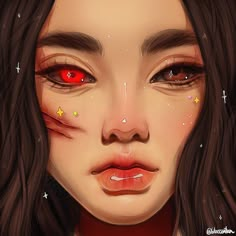 Trong hình ảnh có thể có: 1 người, cận cảnh Digital Portrait Art, Dope Art, Realistic Art, Procreate Brushes, Digital Art Girl, Digital Portrait, Red Eyes, Portrait Art