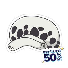 a black and white dalmatian dog sleeping on top of a pillow with 50 % off