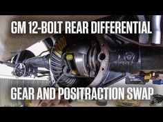 an image of the gear and position of a car's front suspension system with text reading gm 12 bolt rear differential