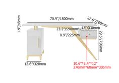 the measurements for a desk with drawers