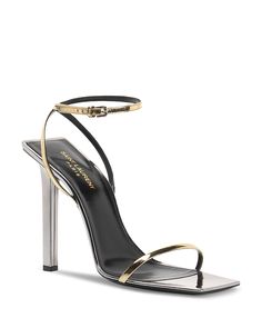 Find SAINT LAURENT Pam Sandals In Metallic Leather on Editorialist. Saint Laurent Pam Sandals in Metallic Leather.Color:Silver/Gold.Size:5 US / 35 EU.Material:100% Calfskin Leather. Leather Silver, Metallic Leather, Leather Shoes, Calf Skin, Silver Gold, Saint Laurent, Buy Online, Sandals, Silver