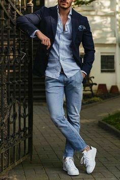 Mens Fashion Blazer, Stylish Men Casual, Mens Casual Dress Outfits, Outfit Jeans, Mode Casual, Mens Fashion Casual Outfits, Smart Casual Outfit, Stylish Mens Outfits, Man Style