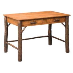 a wooden table with two drawers on it's legs and one drawer at the top