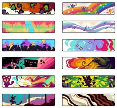 a set of colorful banners with abstract designs