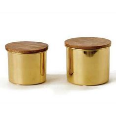 4-3/4 & 4 Round Metal Canisters w/ Mango Wood Lid Pretty Storage Boxes, Glass Kitchen Canisters, Tea Coffee Sugar Canisters, Urban Farmhouse Kitchen, Sugar Storage, Kitchen Canister Set, Metal Canisters, Gold Kitchen, Storage Boxes With Lids