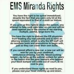 an ems manual with the words ems miranda rights