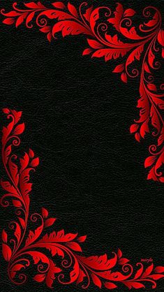 a black and red background with an ornate design