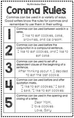 a printable common rules poster with words and numbers in black and white on it