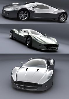 two different views of a silver sports car