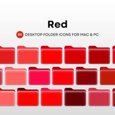 red desktop folders for mac and pc are shown in this graphic file format,