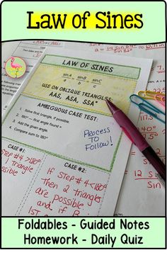 the law of sines foldables - guided notes homework daily quiz for students