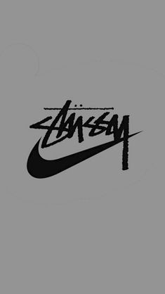 the nike logo is shown in black and white on a gray background with an inscription that reads