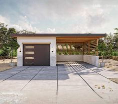 a garage with a wooden roof and two doors