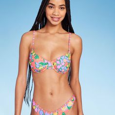 Floral-print bikini top from Wild Fable™ comes in multicolor floral print. Soft and stretchy fabric with full lining and adjustable straps for comfortable wear. Back hooks offer a secure fit while the underwire helps provide the right support. Wild Fable™: A look for every story. If you're not satisfied with any Target Owned Brand item, return it within one year with a receipt for an exchange or a refund. Women Bathing Suits Bikinis, Target Bikinis, Playing Mermaids, Cute Bathing Suits, Outfits 2023, Cute Preppy Outfits, Swim Suits, Cute Swimsuits