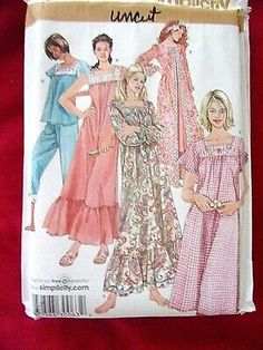 UNCUT SIMPLICITY#4048 WOMEN SZ M-L-XL  NIGHT WEAR WARDROBE  SEWING PATTERN   | eBay Pajamas Robe, Nightgown Pattern, Women's Sewing Pattern, Pajama Pattern, Womens Sewing Patterns, Nightgowns For Women, Simplicity Sewing, Couture Vintage, Simplicity Sewing Patterns