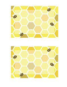 two bees on honeycombs in yellow and brown