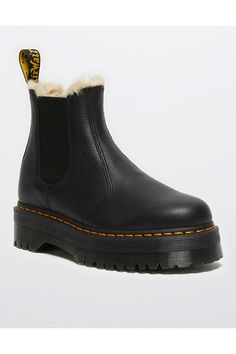 Leather upper/Textile faux-fur lining/Elastic gore insets/Removable insole/Synthetic sole/Not Eligible For Promotions | Only Ships Within The USA Dr Martens Womens, Chelsea Boot, Mid Calf Boots, Boot Shoes Women, Mid Calf, Quad, Chelsea Boots, American Eagle Outfitters, Women's Jeans