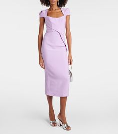 Dress Advertisement, Alexander Mcqueen Clothing, Purple Midi Dress, Red Accessories, Designer Drapes, Silk Midi Dress, Graduation Outfit, Roland Mouret, Summer Accessories