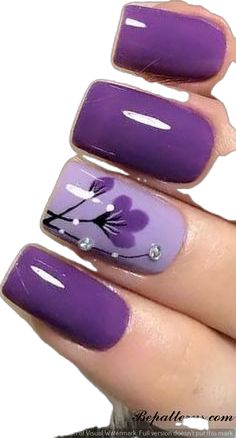 Fall Purple Nails Art Designs, Light Purple Nails With Flowers, Purple Fall Nails Design, Lavender Nails With Design, Purple Gel Nails, Light Purple Nails, Nail Tip Designs, Purple Nail Art, Gel Nail Tips