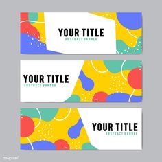 three colorful banners with balloons and confetti on the bottom one is for your title