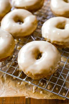 glazed donuts cooling on a wire rack