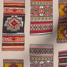 an image of a wall hangings with different designs on it's sides and colors