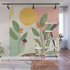 With our Wall Murals, you can cover an entire wall with a rad design - just line up the panels and stick them on. They're easy to peel off too, leaving no sticky residue behind. With crisp, vibrant colors and images, this stunning wall decor lets you create an amazing permanent or temporary space. Available in two floor-to-ceiling sizes.      - Size in feet: 8' Mural comes with four 2'(W) x 8'(H) panels   - Size in feet: 12' Mural comes with six 2' x 8' panels   - Printed on self-adhesive woven Tropical Mural Painting Outdoor, Beach Mural Ideas, Tropical Mural Painting, Sunrise Mural, Wall Mural Interior, Landscape Villa, Tropical Wall Mural, Tropical Mural, Beach Wall Murals