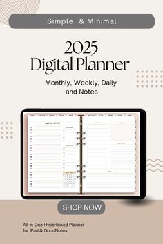 a digital planner with the text,'simple & minimal'in black and white