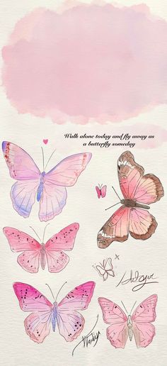 some pink butterflies on a white background with the words, which means every day and life may be a butterfly sanctuary