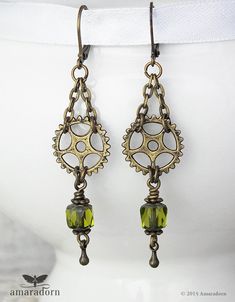 Grungy Gears Earrings Olive Green Steampunk Earrings | Etsy Gear Earrings, Hardware Jewelry, Steampunk Earrings, Steam Punk Jewelry, Steampunk Accessories, Punk Jewelry, Steampunk Jewelry, Green Beads, Earrings Inspiration