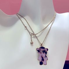 Emporio Armani Retro Purple Bear With Glasses Necklace Long Necklace Retro Style Purple Bear Stainless Steel No Box No Tag Pet Friendly House Bear With Glasses, Purple Bear, Glasses Necklace, Pet Friendly House, Bear Necklace, Necklace Long, Purple Gold, Emporio Armani, Long Necklace