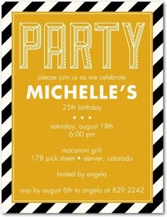 a birthday party card with the words,'party michael's'on it