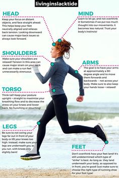 a woman running on the beach with her feet in the air and words describing how to run