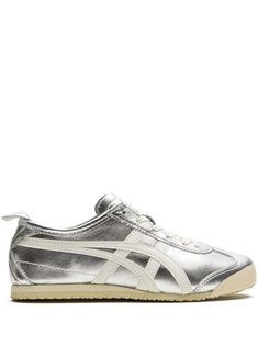 Shop Onitsuka Tiger MEXICO 66 "Silver Off White" sneakers Tiger Shoes, Off White Sneakers, Tone Calves, 60s Look, Tiger Mexico 66, Onitsuka Tiger Mexico 66, Mexico 66, Onitsuka Tiger, Iconic Bags