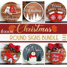 christmas round signs bundle 6 designs