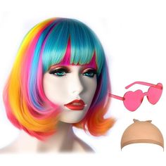 Category:Synthetic Wig; Gender:Women's; Wig Type:Natural Wigs; Occasion:Birthday,Vacation,Party / Evening,Daily Wear; Age Group:Adults; Color Shade:Orange,Green,Pink,Blue,Black,Mixed Color; Hair Material:Synthetic Hair; Cap Construction:Machine Made; Texture:Straight; Length:Short; Features:Fluffy,Comfortable,Fashion,Easy to Carry,Soft; Heat Resistant:Yes; Listing Date:07/06/2023; Cap Circumference:; Front to Back:; Nape of Neck:; Side to Side Across Forehead:; Side to Side Over Top:; Temple to Neon Wig, Flat Bangs, Short Bob Hair, Wigs Straight, Party Neon, Natural Wigs, Bob Hair, Wigs Online, Personal Computer