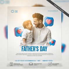 a father's day flyer with an image of a man holding a child