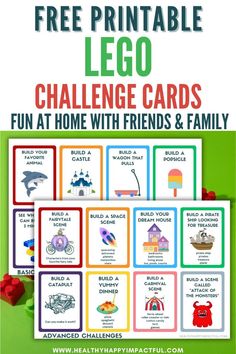 the free printable lego challenge cards for kids to play with and learn how to use them