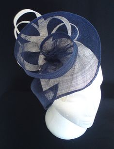 Sinamay swirl Lizzie Fascinator Blue Fascinator, Sinamay Fascinator, Hat Ideas